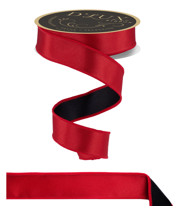 1.5"X10Yd Satin Fused Red/Black LX4001MA - DecoExchange®