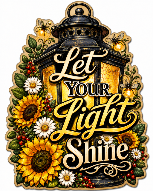 Let Your Light Shine, PS-W-0052, 12in Sign For Wreath, Wood Wreath Sign