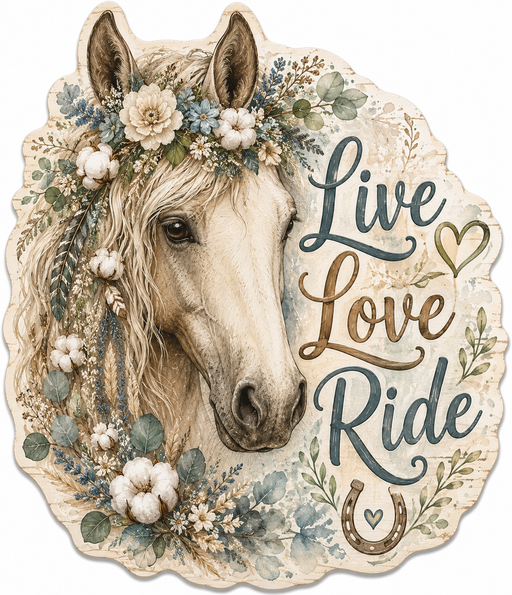 Live Love Ride, PS-W-0029, 12in Sign For Wreath, Wood Wreath Sign