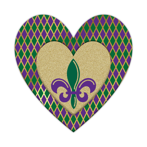 12"Sq Metal Harlequin Mardi Gras Heart Mardi Gras MD1377 - DecoExchange®