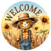 12"Dia Metal Welcome W/Scarecrow Sign Brown/Yellow/Blue MD1580 - DecoExchange®