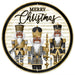 12"Dia Harlequin Nutcrackers Sign Wht/Blck/Gold/Brown MD177502