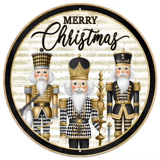 12"Dia Harlequin Nutcrackers Sign Wht/Blck/Gold/Beige MD177527