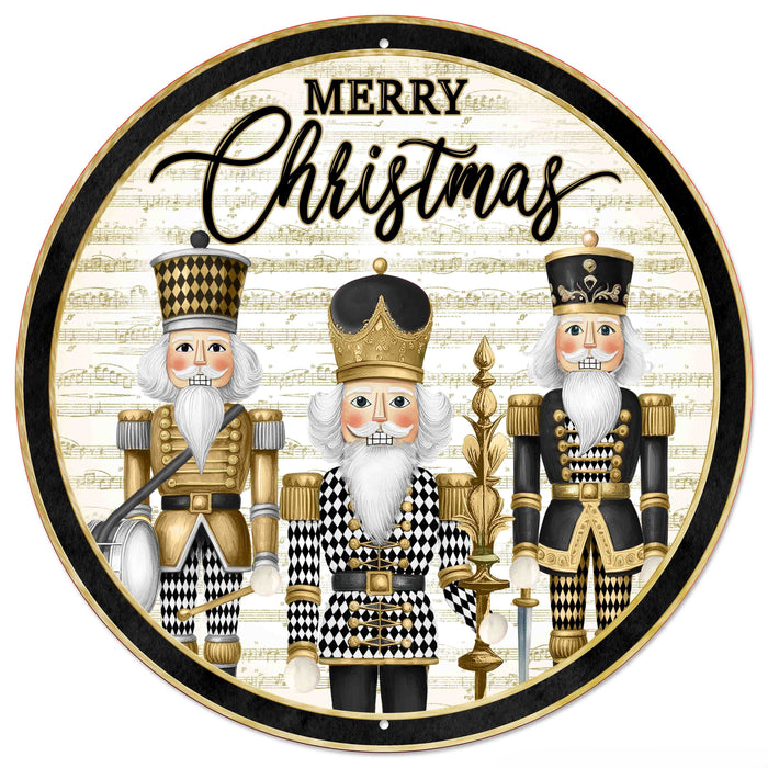 12"Dia Harlequin Nutcrackers Sign Wht/Blck/Gold/Beige MD177527