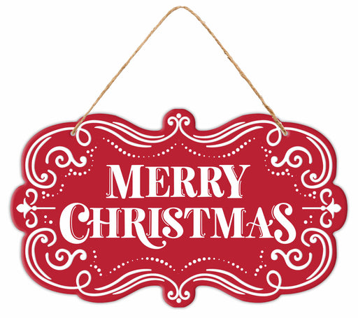 11.5"L X 6.75"H Merry Christmas Sign Red/White MD179124