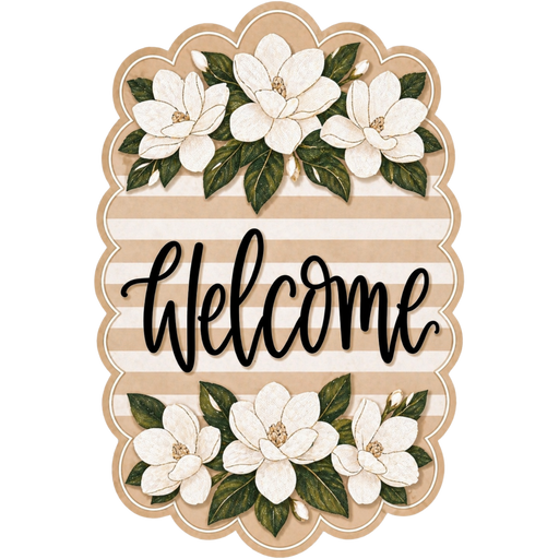 Magnolia Welcome Sign, MF-W-0008-DH, Sign For Wreath, 22" Door Hanger