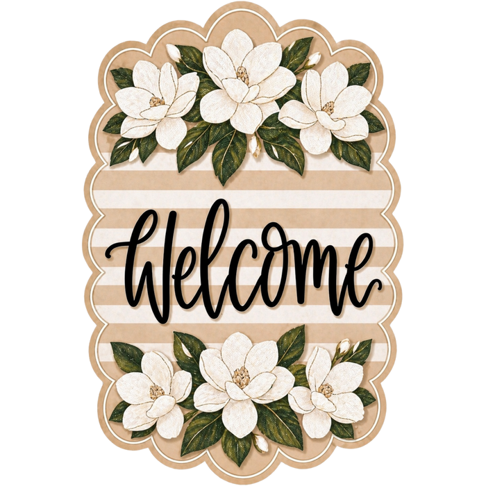 Magnolia Welcome Sign, MF-W-0008-DH, Sign For Wreath, 22" Door Hanger