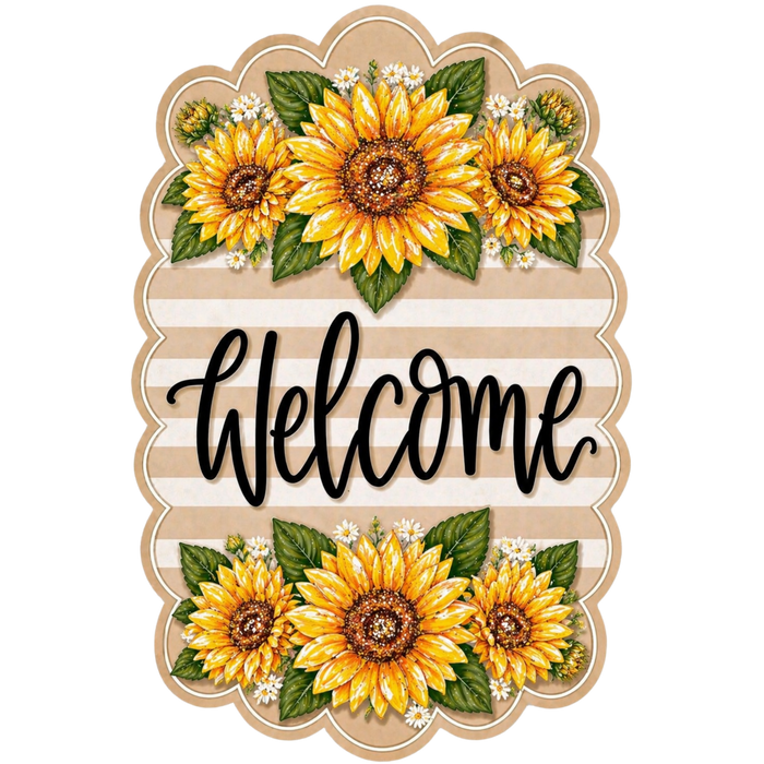 Sunflower Welcome Sign, MF-W-0009-DH, Sign For Wreath, 22" Door Hanger