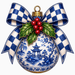 Blue Ornament with Bow Sign, , MF-W-0019-DH, 22" Door Hanger