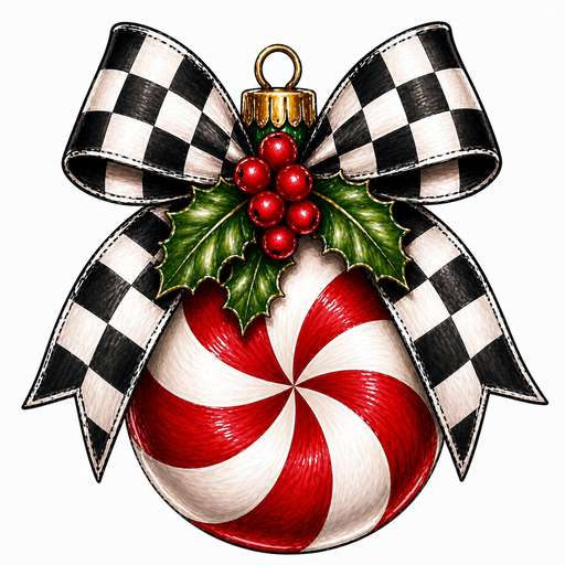 Peppermint Ornament with Bow Sign, MF-W-0020-DH, 22" Door Hanger