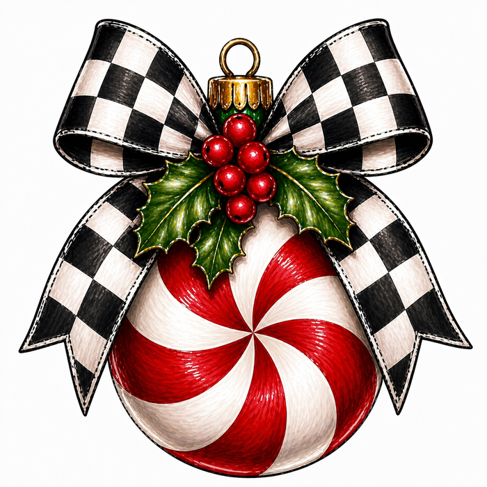 Peppermint Ornament with Bow Sign, MF-W-0020-DH, 22" Door Hanger