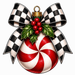 Peppermint Ornament with Bow Sign, MF-W-0020-DH, 22" Door Hanger