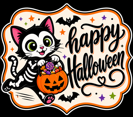 Cat Happy Halloween Sign, MF-W-0024-DH, Sign For Wreath,  22 in "Door Hanger