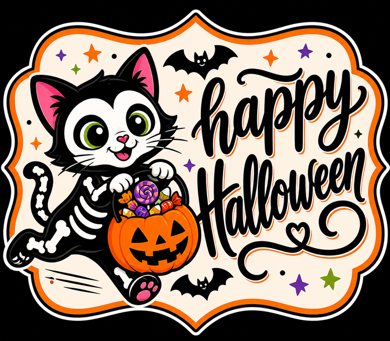 Cat Happy Halloween Sign, MF-W-0024-DH, Sign For Wreath,  22 in "Door Hanger