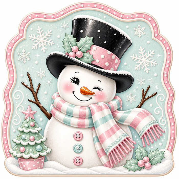 Pink Snowman Sign, MF-W-0035-DH, Sign For Wreath, 22 in Door Hanger