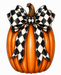 Orange Pumpkin with Black Bow, MF-W-0043, 12in Sign For Wreath, Wood Wreath Sign
