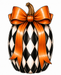 Black and White Pumpkin with orange bow, MF-W-0044, 12in Sign For Wreath, Wood Wreath Sign
