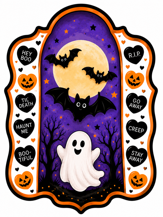 Halloween Ghost Sign, MF-W-0050, 12in Sign For Wreath, Wood Wreath Sign
