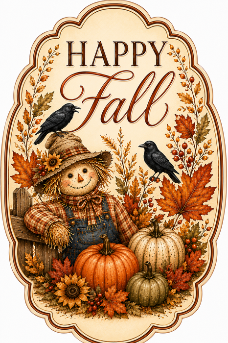 Happy Fall Sign, MF-W-0057, 12in Sign For Wreath, Wood Wreath Sign