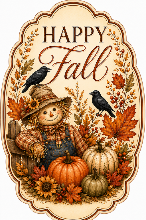 Happy Fall Sign, MF-W-0057, 12in Sign For Wreath, Wood Wreath Sign