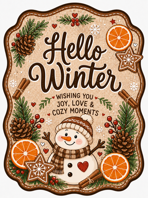 Hello Winter Sign, MF-W-0058, 12in Sign For Wreath, Wood Wreath Sign