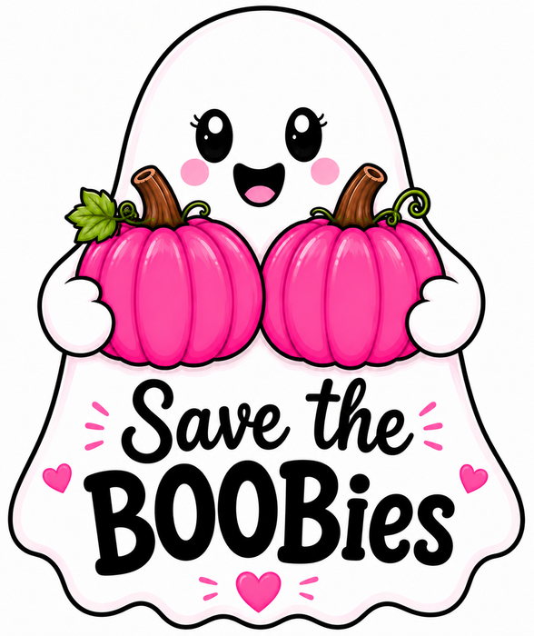 Save the BOOBies Pink Ghost Sign, MF-W-0075, 12in Sign For Wreath, Wood Wreath Sign