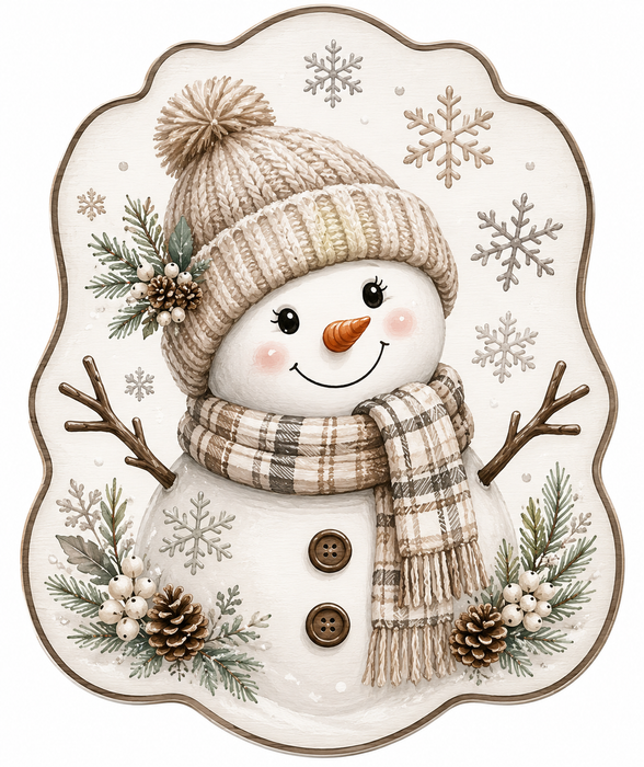 Cozy Snowman Neutral Sign, MF-W-0078, 12in Sign For Wreath, Wood Wreath Sign