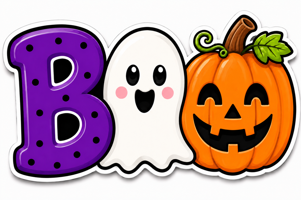BOO Ghost and Pumpkin Sign, MF-W-0081, 12in Sign For Wreath, Wood Wreath Sign