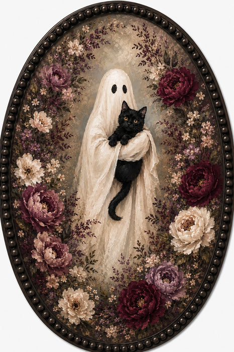Ghost Hugging Black Cat - MF-W-0112
