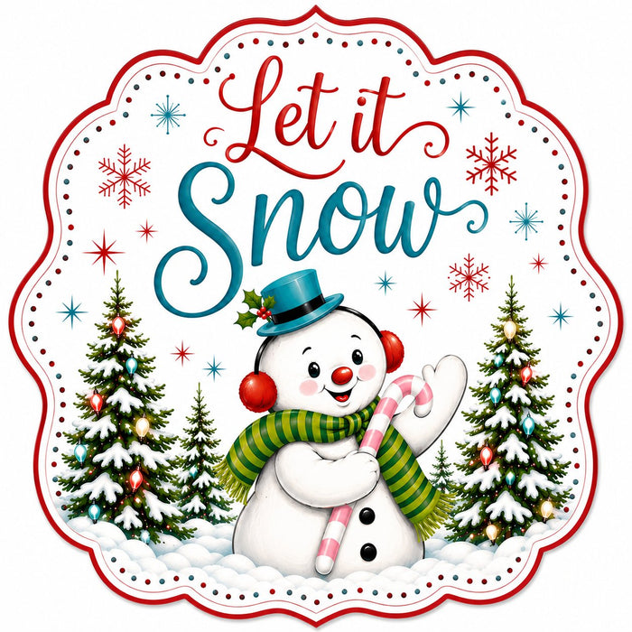 Let It Snow Blue Top Hat Snowman - MF-W-0118