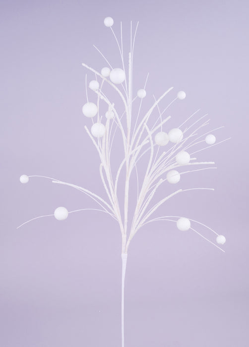 32"L Glittered Ball/Twig Fishline Spray White MN033427