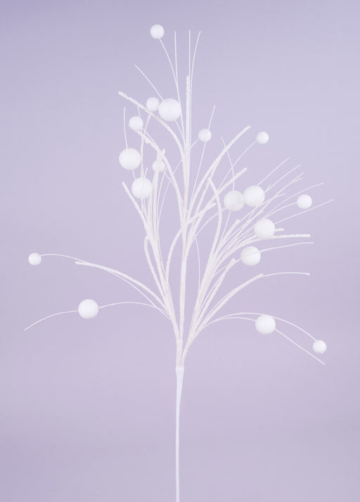 32"L Glittered Ball/Twig Fishline Spray White MN033427