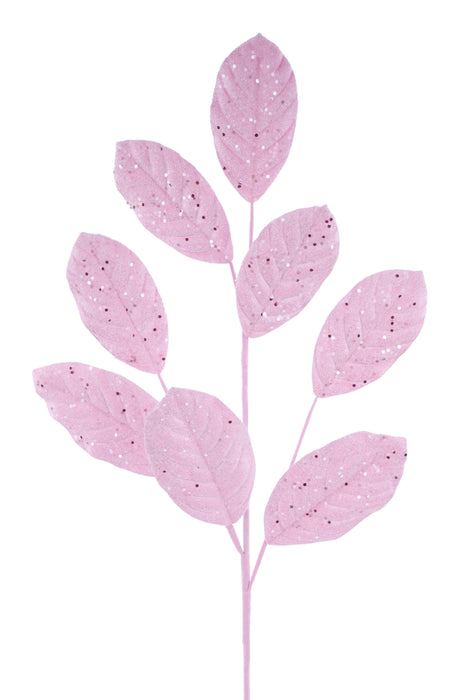 30"L Icy Velvet Magnolia Leaf Spray Pink MN041922 - DecoExchange®