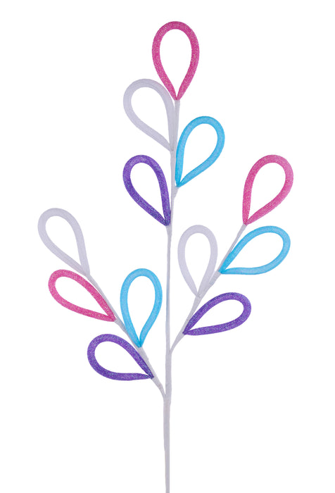 27"L Glitter Oval Loops Spray Lt Lav/Lt Pnk/Blu/White MN0483K5