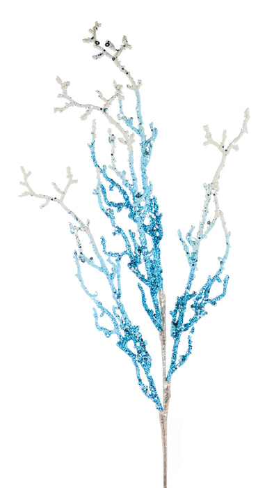 30"L Sequin/Bead/Pearl Coral Spray Turquoise/White MN0497 - DecoExchange®