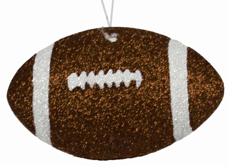 4.5"Lx2.75"Dia Glitter Football Ornament Brown/White MS120004