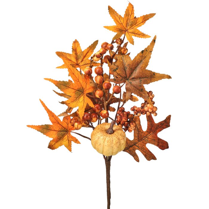15 inch Autumn Pumpkin Berry Leaf Pick