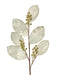 27 inch Velvet Sequin Magnolia Leaf Spray Cream