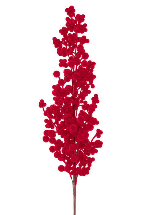 29 inch Flocked Cluster Berry Spray Red