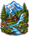 Mountain Cabin, PS-W-0038, 12in Sign For Wreath, Wood Wreath Sign