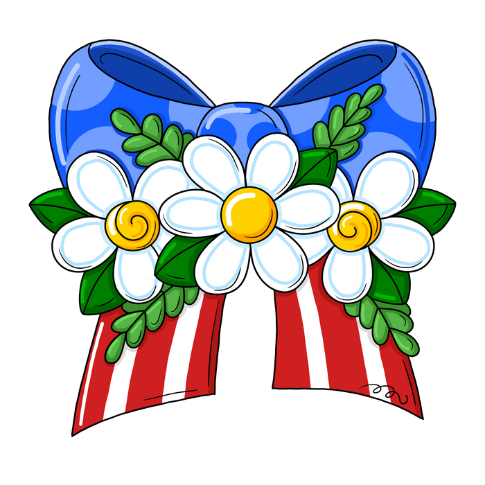 Patriotic Bow Sign, PCD-W-205, 12in Sign For Wreath, Wood Wreath Sign