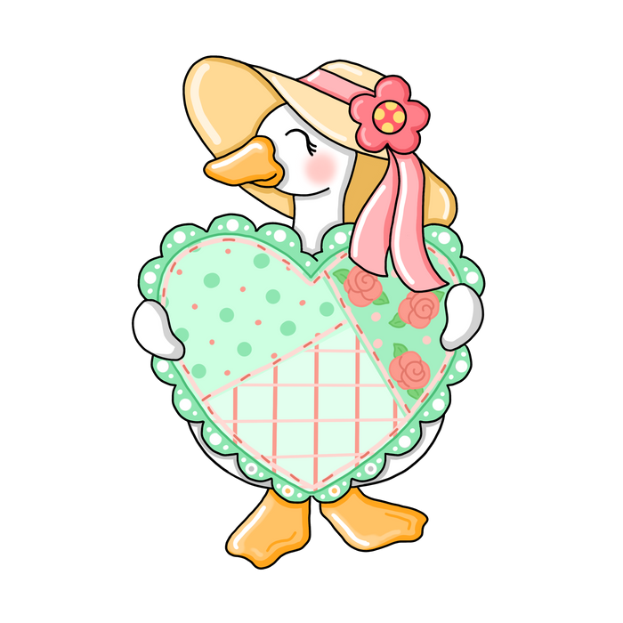 Goose holding heart sign, PCD-W-207, 12in Sign For Wreath, Wood Wreath Sign