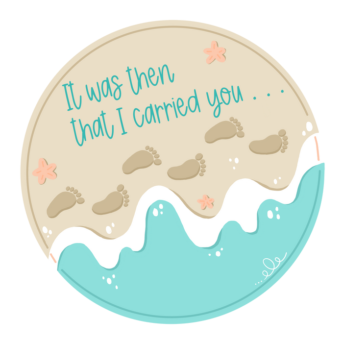 Beach Foot Prints sign, PCD-W-209, 12in Sign For Wreath, Wood Wreath Sign