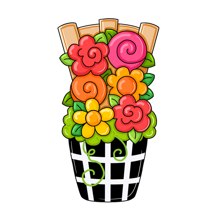 Flower Trellis Sign, PCD-W-210, 12in Sign For Wreath, Wood Wreath Sign