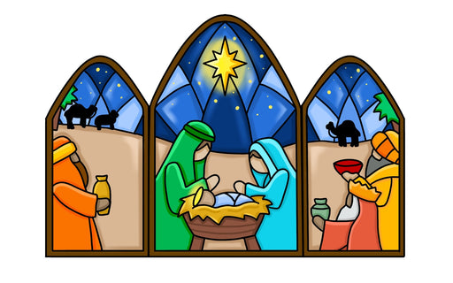 Stained Glass Nativity Triptych Door Hanger - PCD-W-231-DH