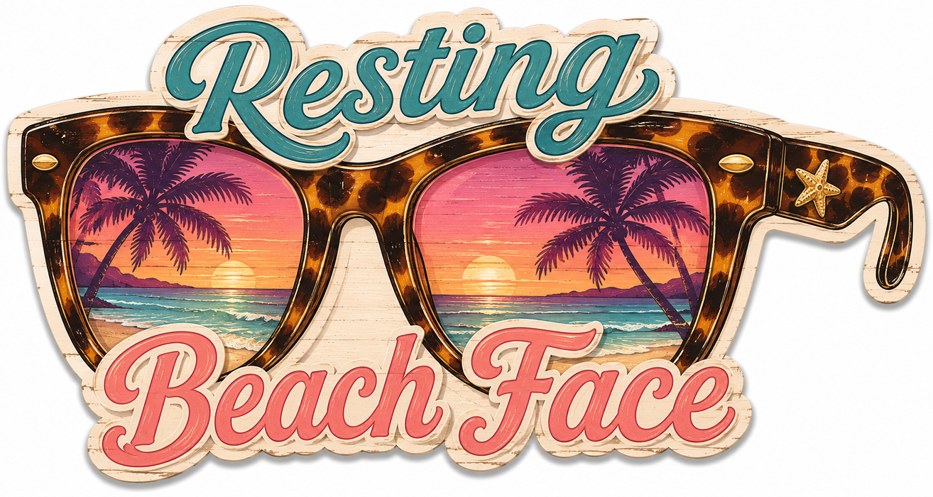 Resting Beach Face, Beach Sign, PS-W-0004, 12in Sign For Wreath, Wood Wreath Sign