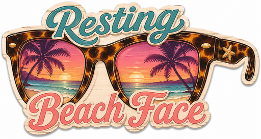 Resting Beach Face, Beach Sign, PS-W-0004, 12in Sign For Wreath, Wood Wreath Sign