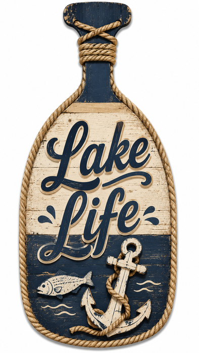 Lake Life Paddle Sign, PS-W-0010, 12in Sign For Wreath, Wood Wreath Sign