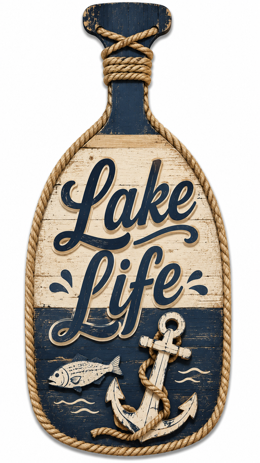 Lake Life Paddle Sign, PS-W-0010, 12in Sign For Wreath, Wood Wreath Sign