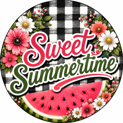 Sweet Summertime Watermelon Sign, PS-W-0015, 12in Sign For Wreath, Wood Wreath Sign